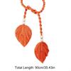 62KD 2Pcs Window Curtain Handknitted Tiebacks Bohemian Leaf Tassels Curtain Holdbacks with Wooden Beads for Drapes Tiebacks