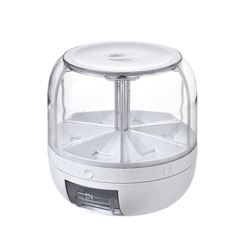 Grain Dispenser 360° Rotating Grain Storage BoxTransparent Sealed Jar Circular Kitchen Rice Bucket Insectproof Rice Tank белый