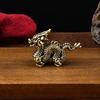 Vintage Brass Zodiac Dragon Small Statue Desktop Ornament Chinese Mythical Beast Figurines Home Feng Shui Decorations Crafts
