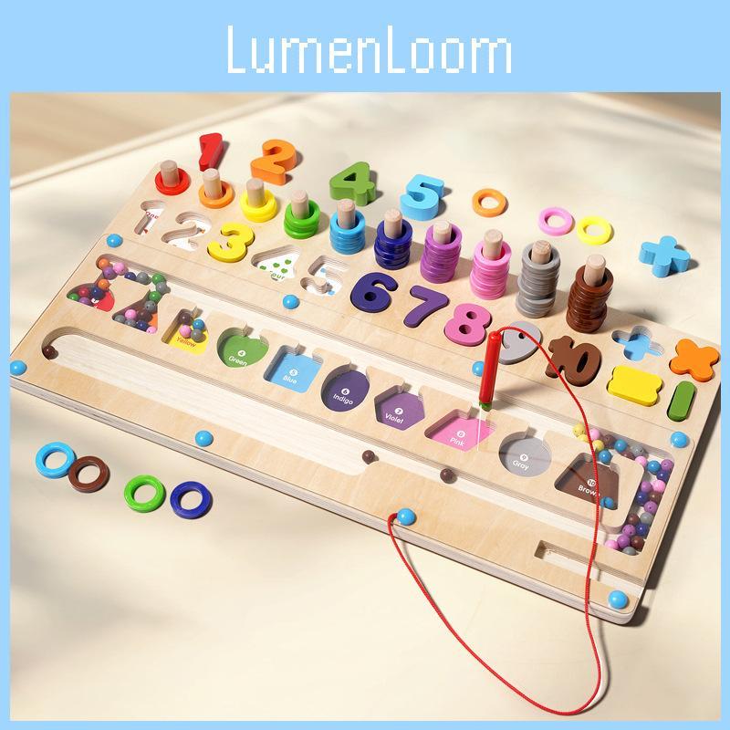 Magnetic Bead Wooden Maze Color Counting Classification Board Kid Toy Puzzle