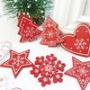 10PCS/Set Natural Wooden Christmas Ornaments Hanging Pendants Snow Elk Chirstmas Tree
