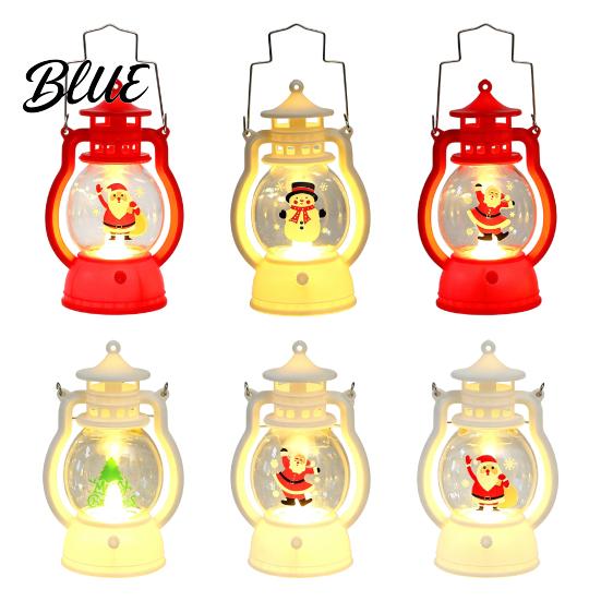 Lightweight Plastic Lantern Christmas Night Light, Retro Santa/Snowman/Tree Handheld Oil Lamp with Light Warm LED, Cute Holiday Tabletop Decor,
