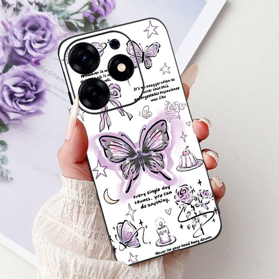 For Tecno Spark 10 Pro Phone Case Spark 10Pro 4G KI7 Elegant Floral Cat Printing Soft Silicone TPU Cases