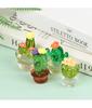 Figurine de cactus din sticlă lucrate manual, 4 buc, ornamente, mini bonsai decor, drăguț, miniatură, pentru birou, podoaba artizanală, cadou creativ pentru decorarea casei