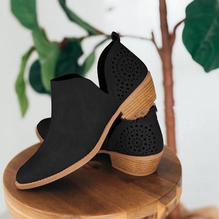 

Х Острый носок Толстый каблук Модные короткие ботинки Европейская мода Ботинки на платформе 35EU/CN36 чёрный