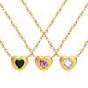 Wind 18K Gold Stainless Steel Love Inlaid Pink Zircon Pendant Necklace Earrings Niche Jewelry