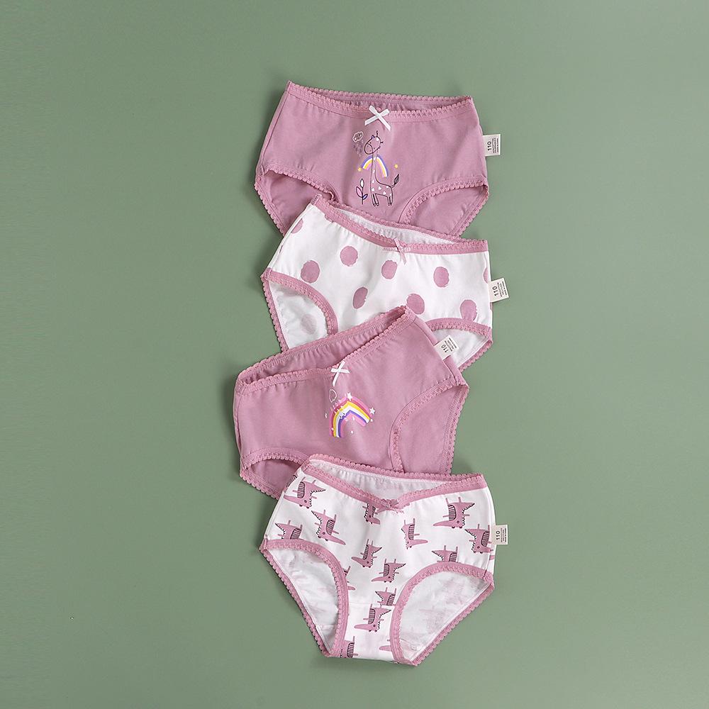 Girls' A-Class Pure Cotton Cartoon Briefs - Korean Style Antibacterial Underwear for Medium and Large Children