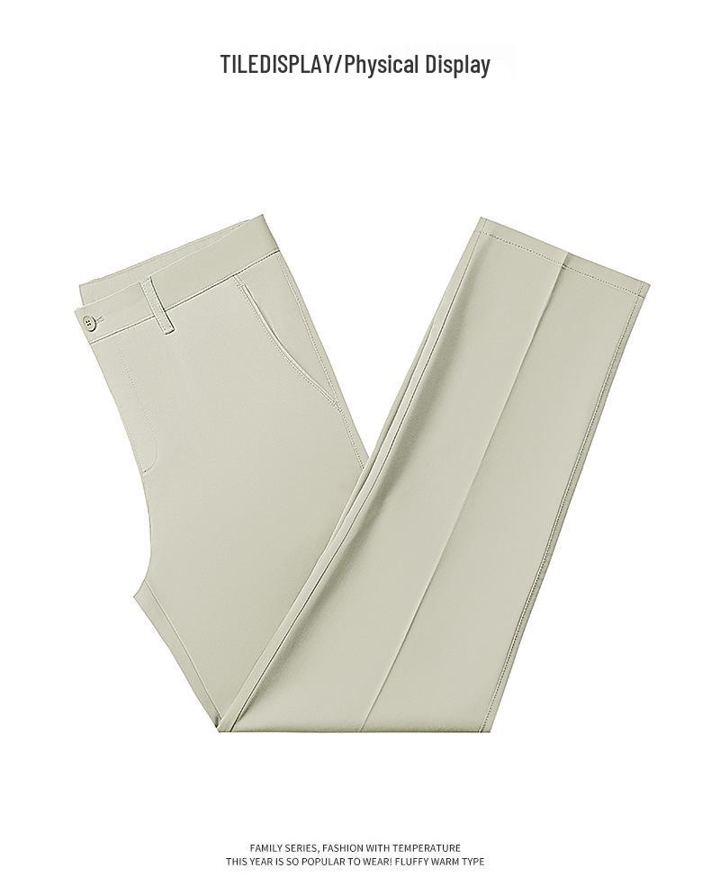 2026 Spring/Summer Men's Tencel Cotton Casual Pants – Mid-rise, Solid Color, Straight Leg, Versatile & Fashionable