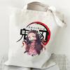 Japan Cartoon Comics Nezuko Kamado Demon Slayer Print Canvas Bag Stylish Women's Handbag Large Capacity Casual Shoulder Bag 7561