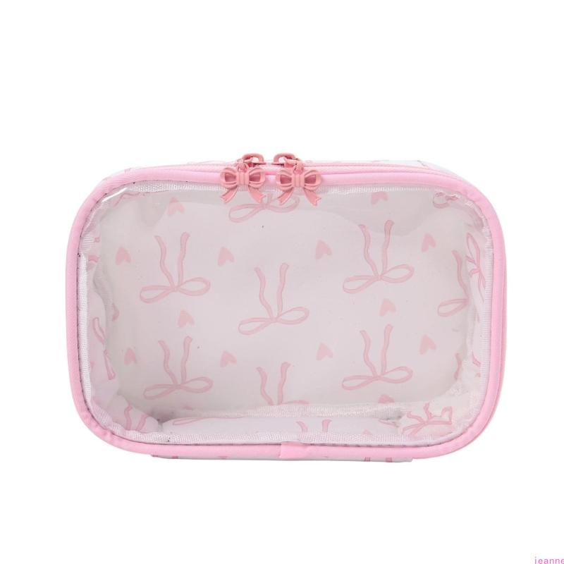 Stylish See Through Butterfly Bowknot Beauty Bag Storage Container with Bows For Organizing Skincare Products
