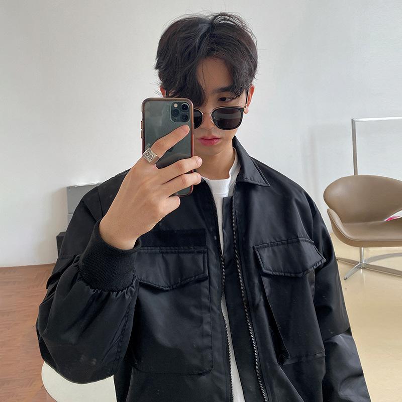 

Autumn New Retro Short Jacket Men s Korean Style Trendy Loose Multi-pocket Work Jacket 2XL чёрный