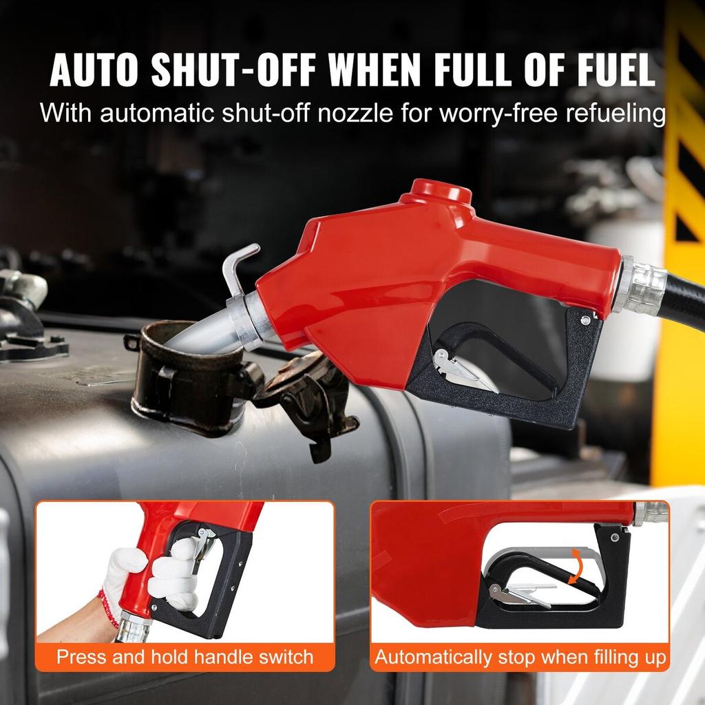 Fuel Transfer Pump, 12V DC 20 GPM 1/4 HP, Gasoline Extractor Pump with Automatic Nozzle, Discharge Hose & Suction Pipe for Gasoline, Diesel, Kerosene,