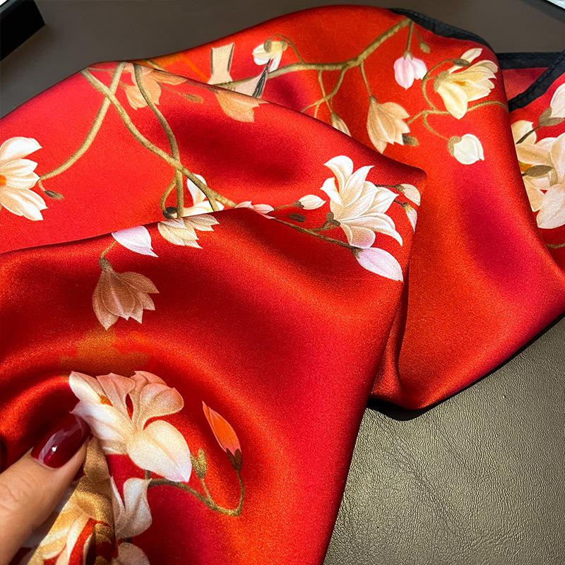 Square 100% Silk Scarf Women 53*53cm Pure Neck Hair Band Small Headband Foulard  Fashion Print Neckerchief Scarves Bandana