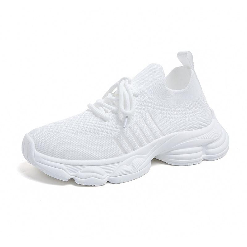 Summer new sports and leisure shoes mesh breathable low-top thick-soled non-slip heightening lace-up shock-absorbing single shoes
