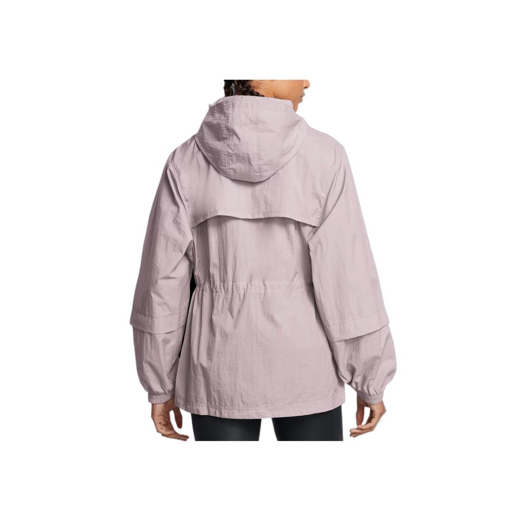 Under Armour Solid Color Pleated Woven Hooded Zip Work Jacket Women jackets Fatigue-Gray 1386455-015