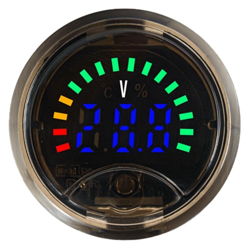 Round Digital Voltmeter Ammeter LED Display Circular Voltages & Charge Meter for Accurate Voltages & Battery Monitoring