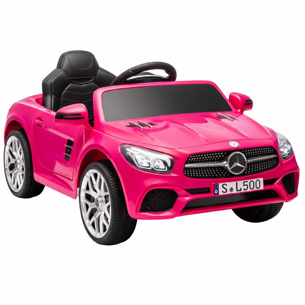 Elektrisches Kinderfahrzeug, 12V, Mercedes-Benz SL500, 3-5 km/h, 2 Motoren, Fernbedienung, Alter 3-5, Pink