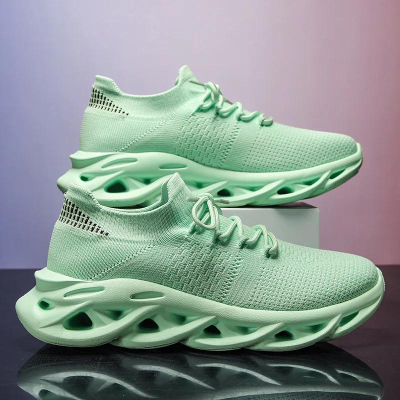 

Fashionable Men s Sneakers Thick soled Tall Lightweight Soft soled Casual Mesh Breathable Running Shoes Zapatillas Deportivas 46 зелений