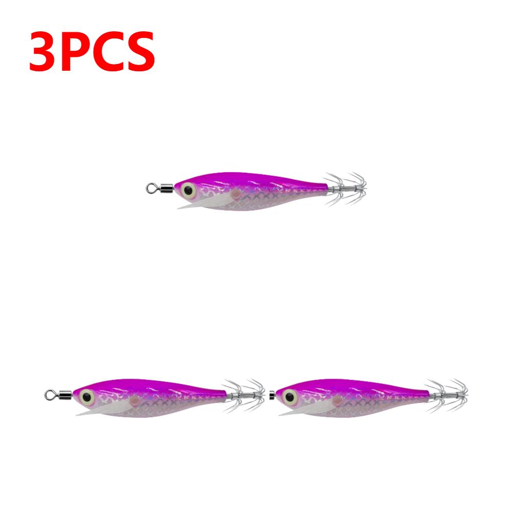 1-3 Stück leuchtender Tintenfischköder Haken Salzwasser Angelköder Künstliches Ei Holzgarnele Köder Meeresfischen Oktopus Sepia Tintenfischköder