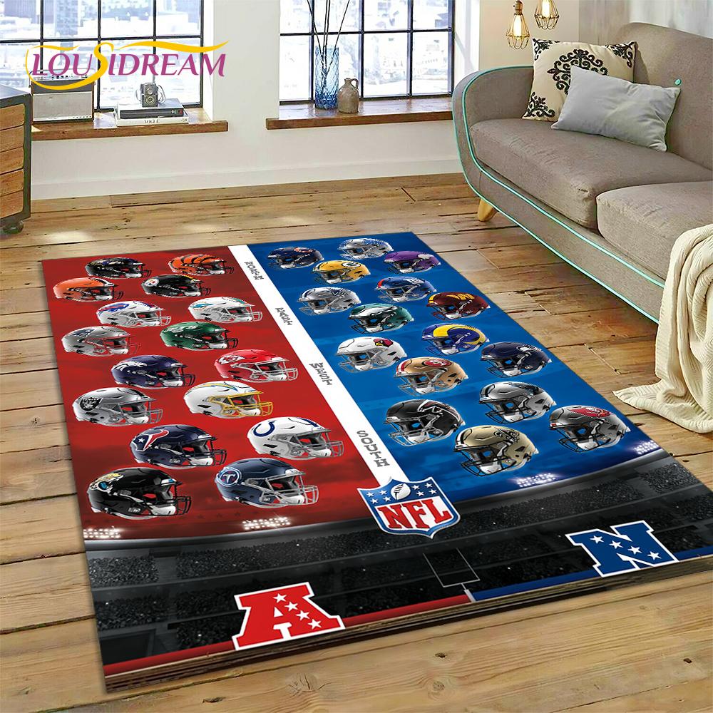American Football N-NFL Zeichen Rugby Gamer Teppich für Wohnzimmer Schlafzimmer Dekoration, Bodenteppich rutschfeste Dekoration für Sofa Fußmatte