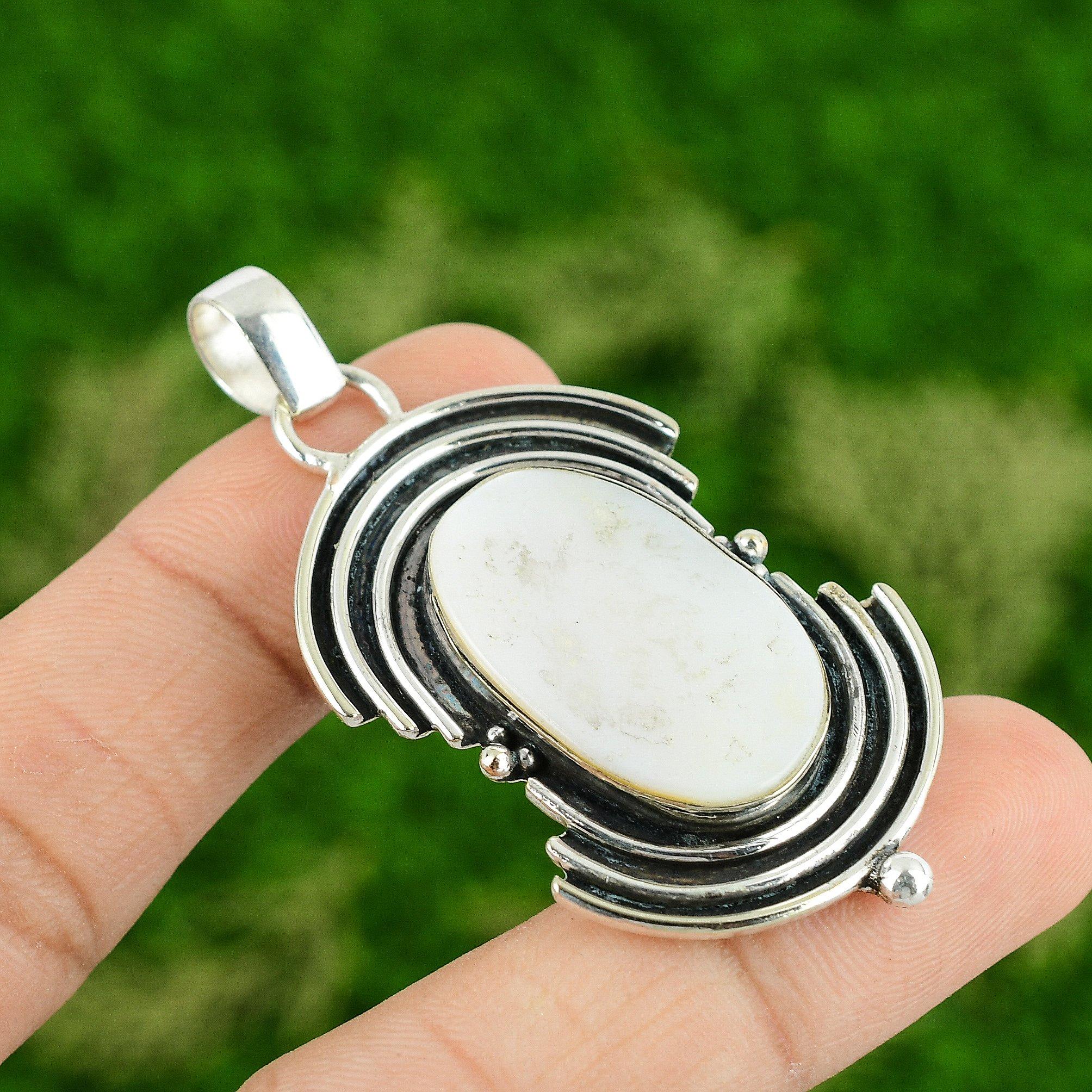 

День дочерей Распродажа Подвеска из стерлингового серебра Овальная Натуральный перламутр Ювелирное изделие