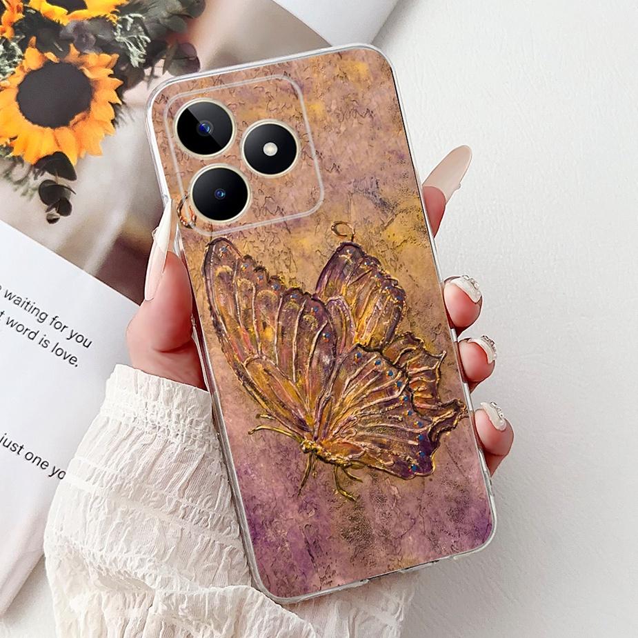 Für Realme Note 50 Hülle RMX3834 Niedliche Katze Bemalte Abdeckung Klare Silikon Weiche TPU Handyhülle Für Realme Note 50 Note50 Fundas Coque