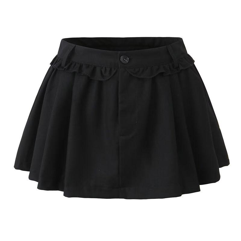 

Za New Fall Women s Clothing 2025 Fashion Wind Fashion Sexy A- line Bubble High Waist Pleated Short Skirt Black L