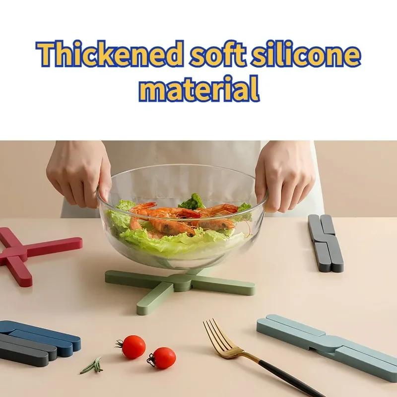 Silicone Heat Resistant Pad Foldable Non-Slip Pot Pan Mat Table Placemat Dish Plate Cross Holder Coaster Kitchen Table Placemat