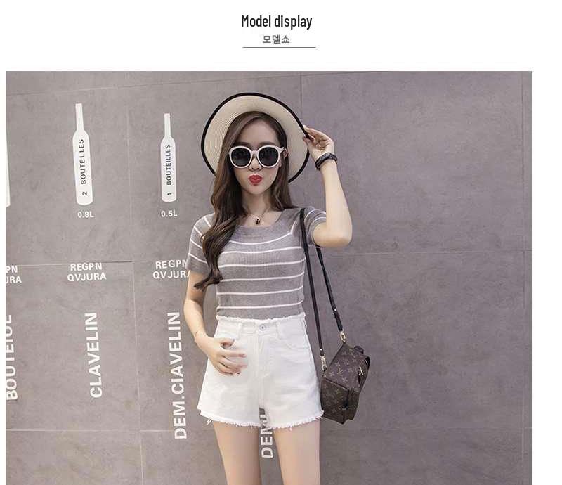 Summer 2026 Korean Style Age-Defying A-Line Denim Shorts for Women: Slimming, Loose-Fit, High-Waisted