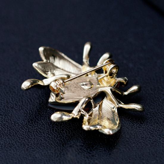 Lady Brooch Bee Shape Rhinestone Decor Anti-slip Shoulder Bag Suit Coat Collar Hat Scarf Clothes Pin Party Prom Bride