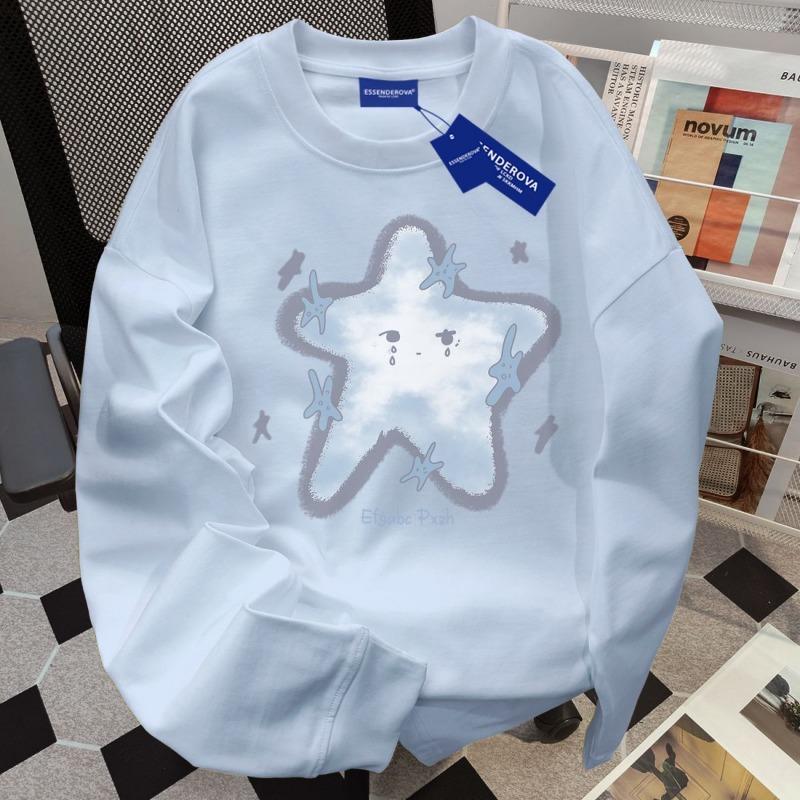 

American Street Long-sleeved T-shirt for Women Spring Autumn Commuting Trendy Design Tops for Couples Ins M