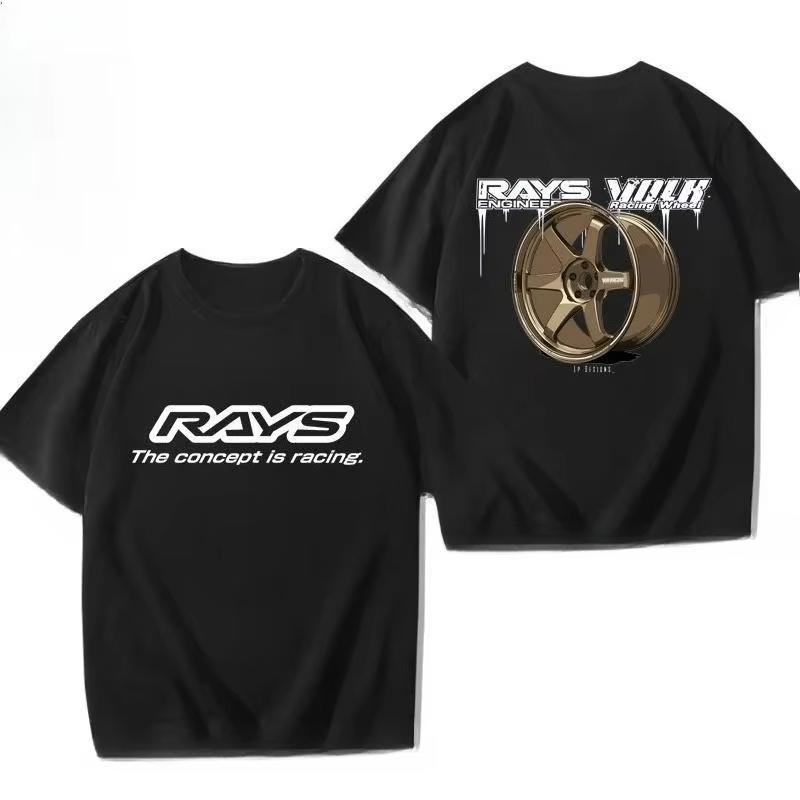 Tričko s potiskem kola RAYS Jdm Náboj Upravené auto Tričko s krátkým rukávem Pánské Dámské Čistá bavlna Poloviční rukáv Ležérní nošení Top