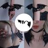 Edgy Black Sturdy PU Leather Chokers Bat Wing Necklace Portable Accessory for Halloween Costumes Daily Use Casual Wear