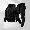Men's Letter Print Hoodie and Sweatpants 2-Piece Set Casual Pullover Matching Outfit for Fall Winter