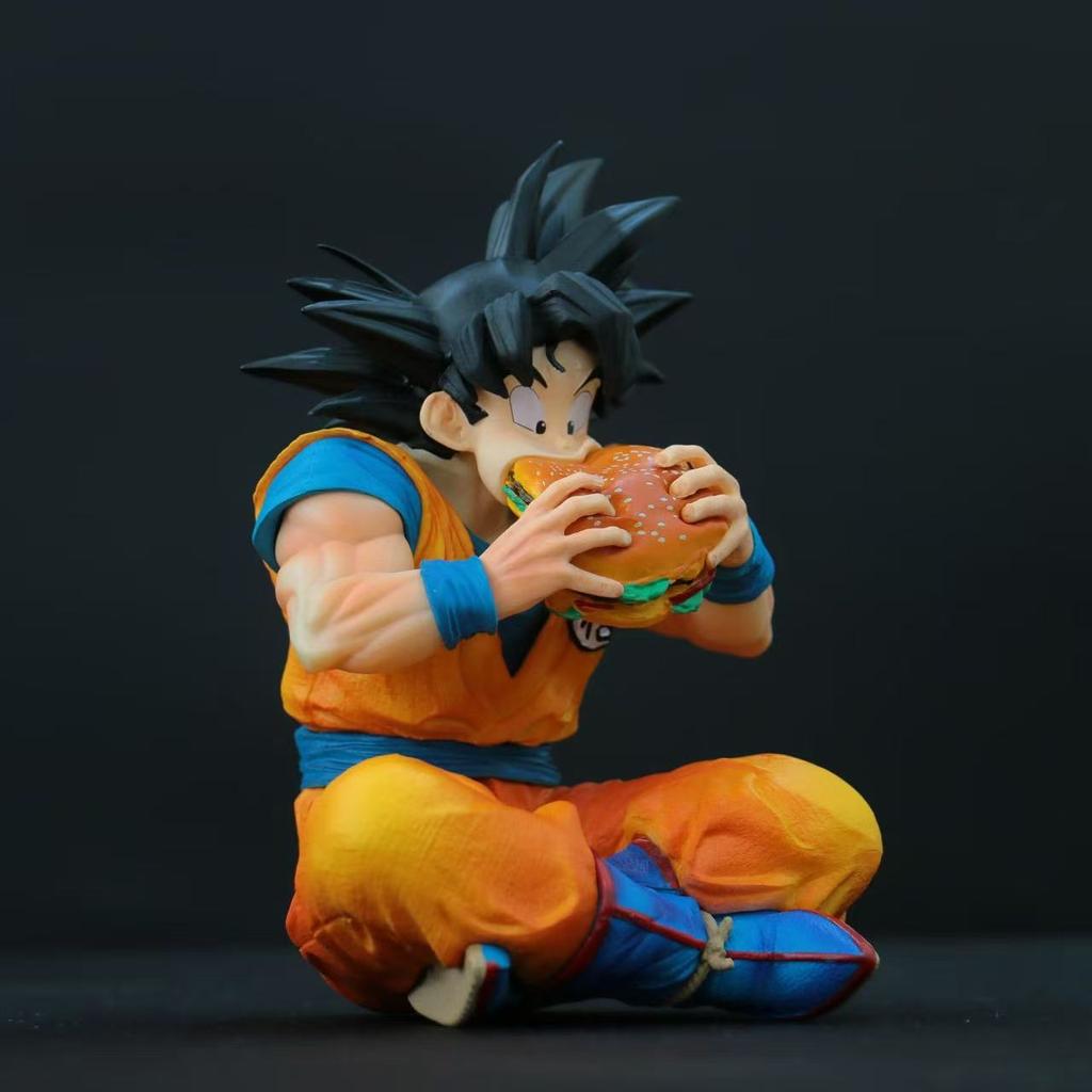 Toys Model JTJJ Statue Dragon Ball Son Goku Figure Goku Eat Hamburger 15cm/5.91inch Pvc Action Figures Collection Gifts