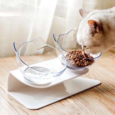 Cat Bowl Dog Bowl With Stand Double-layer Pet Feeding Cat Water Bowl Anti-slip Neck Guard Feeder Cat Food Container Pet Supplies