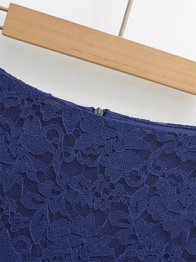 Schlankmachender Spitzen-Midirock mit hoher Taille für Damen für Frühling & Herbst