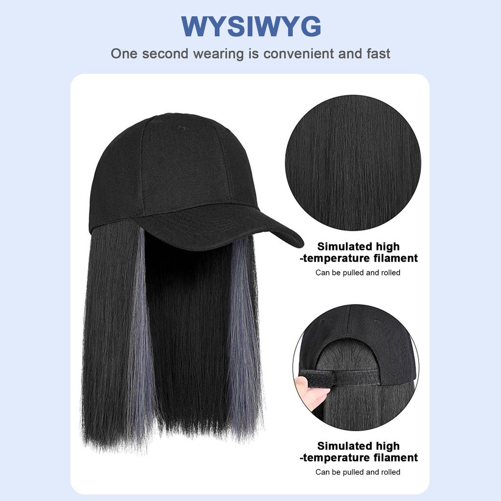 Short Straight Hair Wig with Cap Women s Baseball Cap Wigs High Temperature Silk Wig Natural looking Wig Cap with