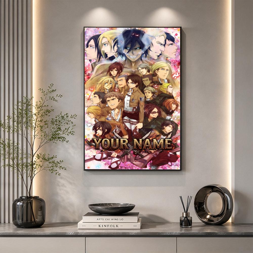 Attack Titan Customize Your Name Diamond Painting Round Diamond Rhinestones Mosaic Diamond Embroidery Wall Paintings Rhinestones Gift Frameless