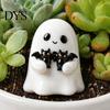Waterproof Ghost Figurine for Outdoor Courtyard Halloween Figurine, Cute White Statue with Bats, Decoration Resin Ornament Home Mantel Tabletop Decor