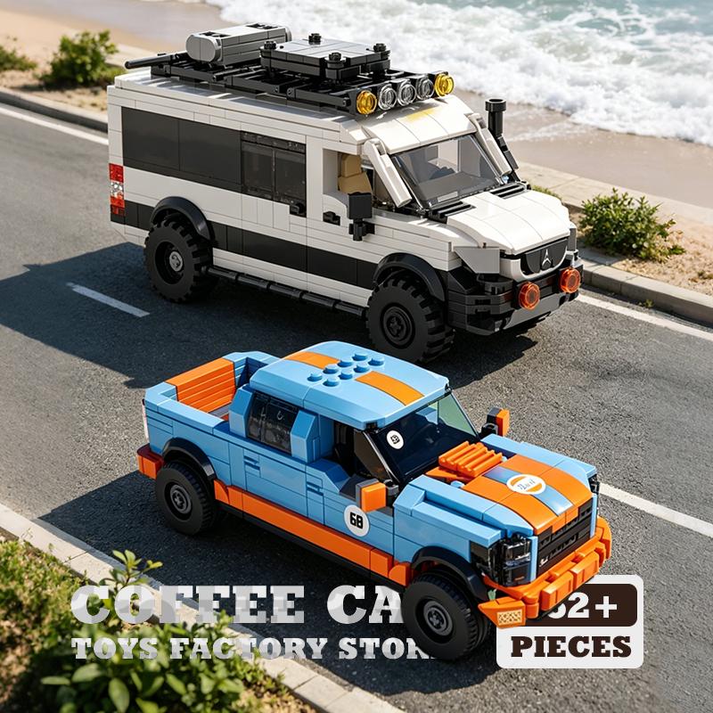 Creative Station Wagon Blocks MOC Set Camping RV Car Building STEM Toys City Vehicle Travel Trailer Bricks 3D Model Holiday Gift