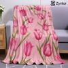 Pink Tulip Ultra Soft Sherpa Fleece Blanket Fluffy Warm Halloween Cozy Throw for Sofa Couch Bedroom Gift All Season