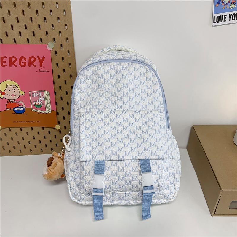 

Рюкзак для ученика средней школы новый нейлоновый с буквенным принтом студенческий школьный рюкзак большой вместимости простой рюкзак женский синий