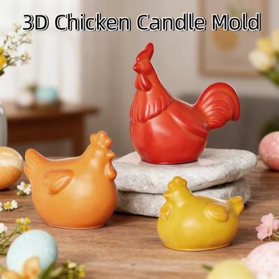 Cute 3D Chicken Candle Mold Non-Stick DIY Crafts Silicone Chick Mold Flexible Reusable Plaster Cement Mould Festival Celebration