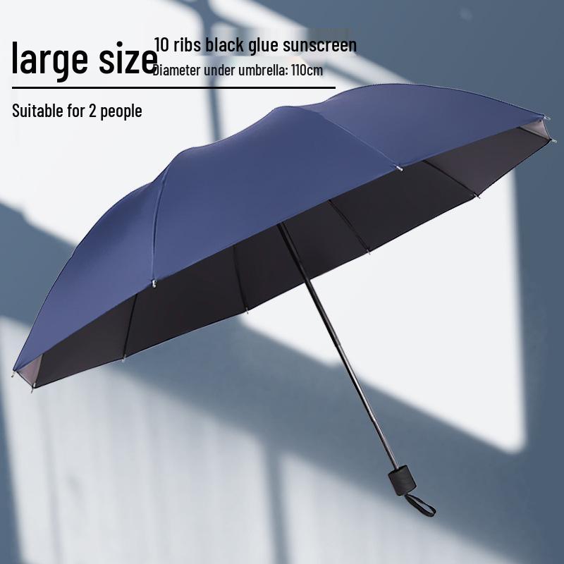 Extra Large Folding Umbrella for Two or Three People - Dual-Use for Sun and Rain with Sunscreen Sunshade