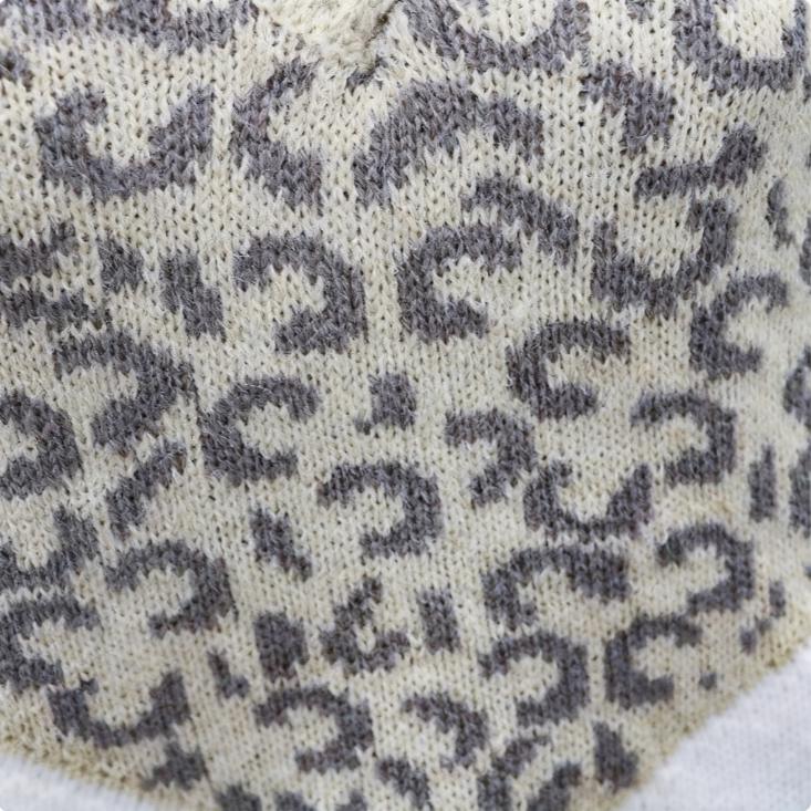 Herbst- und Winter-Leopardenmuster-Farbblock-Strickpullover mit V-Ausschnitt Damenpullover