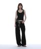 PARTIMENTO WOMEN Drawstring Reworked Pleated Baggy Jeans_Black
