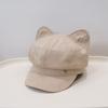 Cute and Sweet Cat Ears Suede Newsboy Hat Children Spring and Autumn New Octagonal Hat Fashion Painter Hat Tide