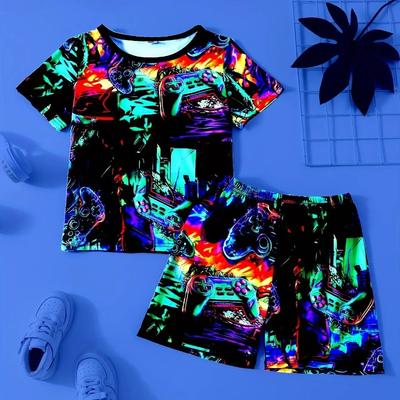 Popular Summer Sports Children Short Sleeve Shorts Set 3d Printing Fashion Casual Trend Children's Wear Party Boy Toddlers