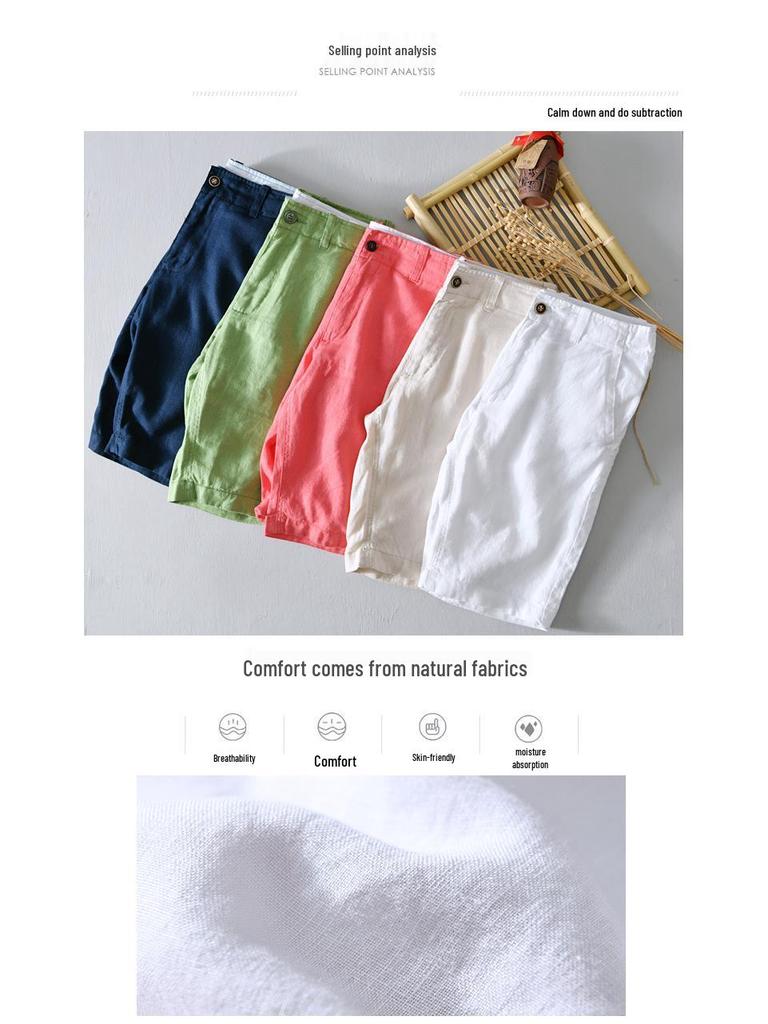 Men's Lightweight Linen Casual Shorts - Breathable, Versatile, Loose Fit Beachwear